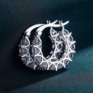 Women's High Quality Cubic Zirconia Hoop Earrings in Gold, Silver & Rose Tones